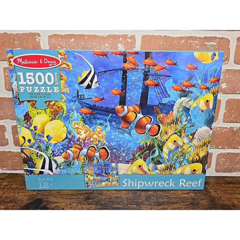 Melissa & Doug Shipwreck Reef 1500 Piece Puzzle Nemo Fish Colorful Ocean Scene
